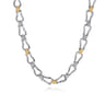 Strides - 14K Yellow Gold and 925 Sterling Silver Bujukan Beaded Stirrup Link Chain Necklace