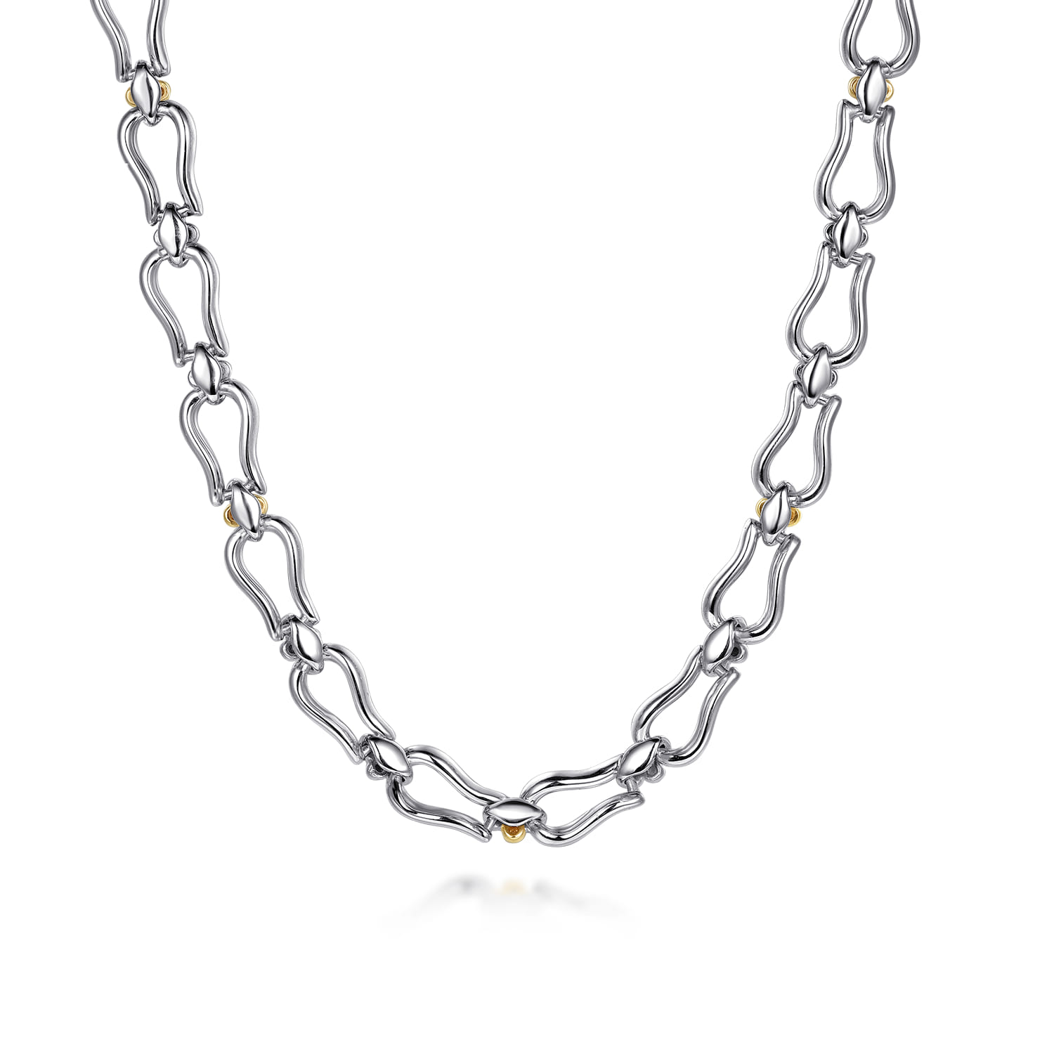 Strides - 14K Yellow Gold and 925 Sterling Silver Bujukan Beaded Stirrup Link Chain Necklace - Shot 2