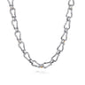 Strides - 14K Yellow Gold and 925 Sterling Silver Bujukan Beaded Stirrup Link Chain Necklace