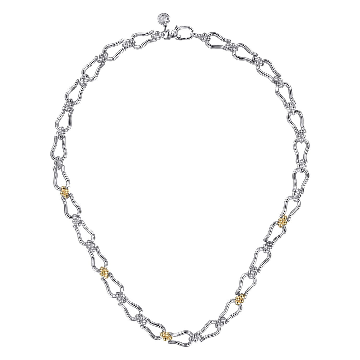 Strides - 14K Yellow Gold and 925 Sterling Silver Bujukan Beaded Stirrup Link Chain Necklace - Shot 3