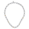 Strides - 14K Yellow Gold and 925 Sterling Silver Bujukan Beaded Stirrup Link Chain Necklace
