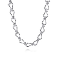 Strides - 925 Sterling Silver Bujukan Beaded Horseshoe White Sapphire Link Chain Necklace
