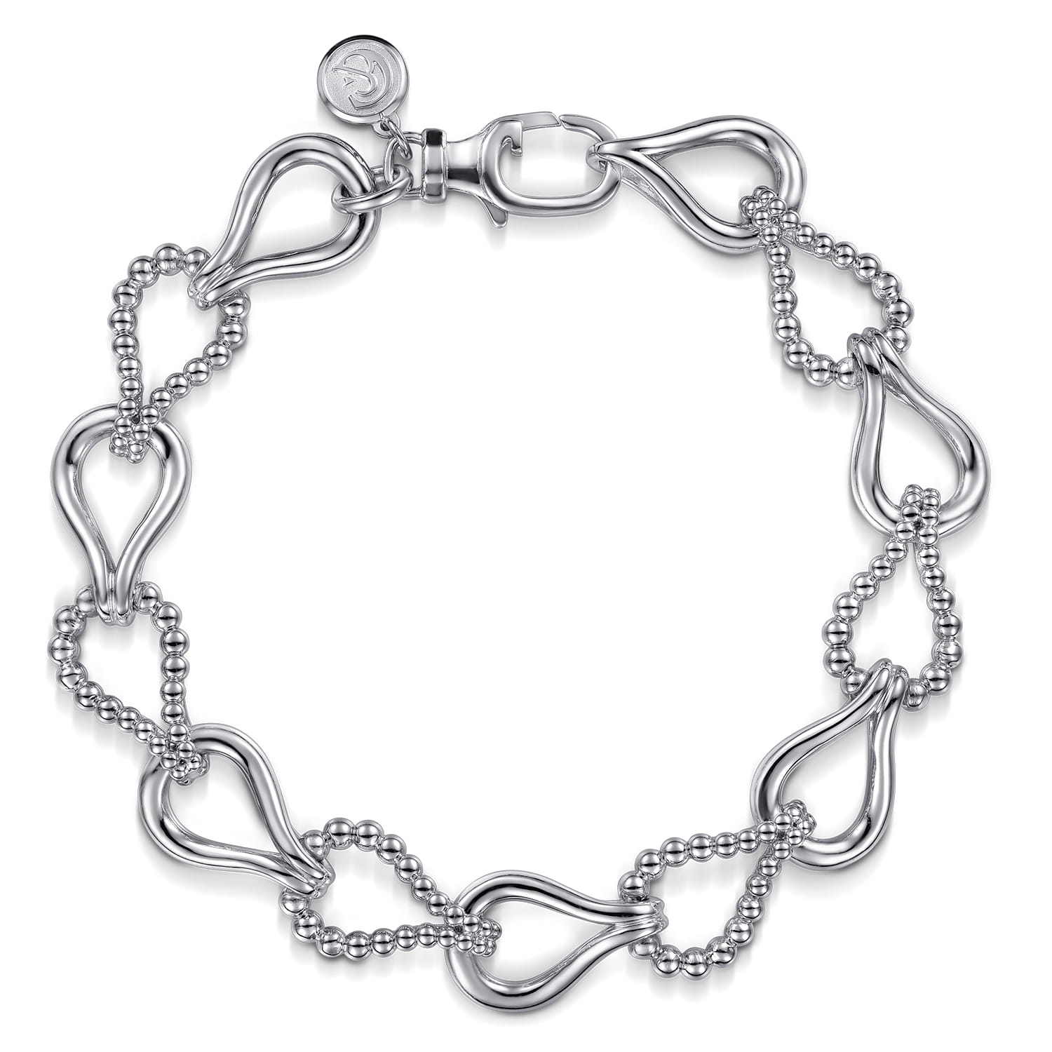 Strides - 925 Sterling Silver Bujukan Beaded Stirrup Link Chain Bracelet - Shot 1