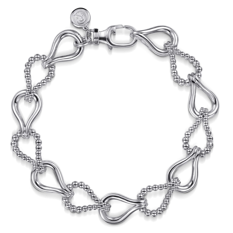 Strides - 925 Sterling Silver Bujukan Beaded Stirrup Link Chain Bracelet - Shot 1