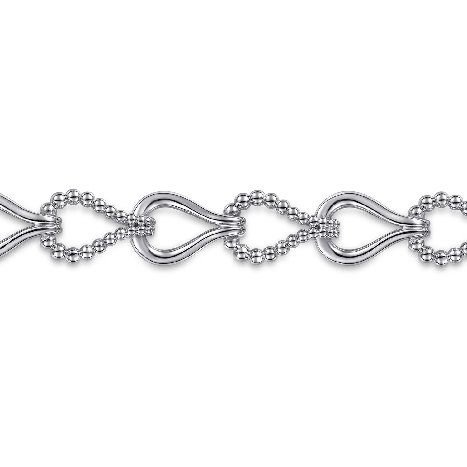Strides - 925 Sterling Silver Bujukan Beaded Stirrup Link Chain Bracelet - Shot 2