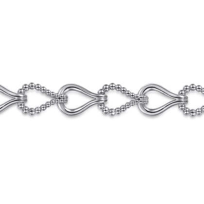 Strides - 925 Sterling Silver Bujukan Beaded Stirrup Link Chain Bracelet