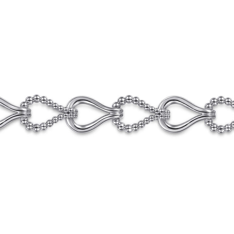 Strides - 925 Sterling Silver Bujukan Beaded Stirrup Link Chain Bracelet - Shot 2