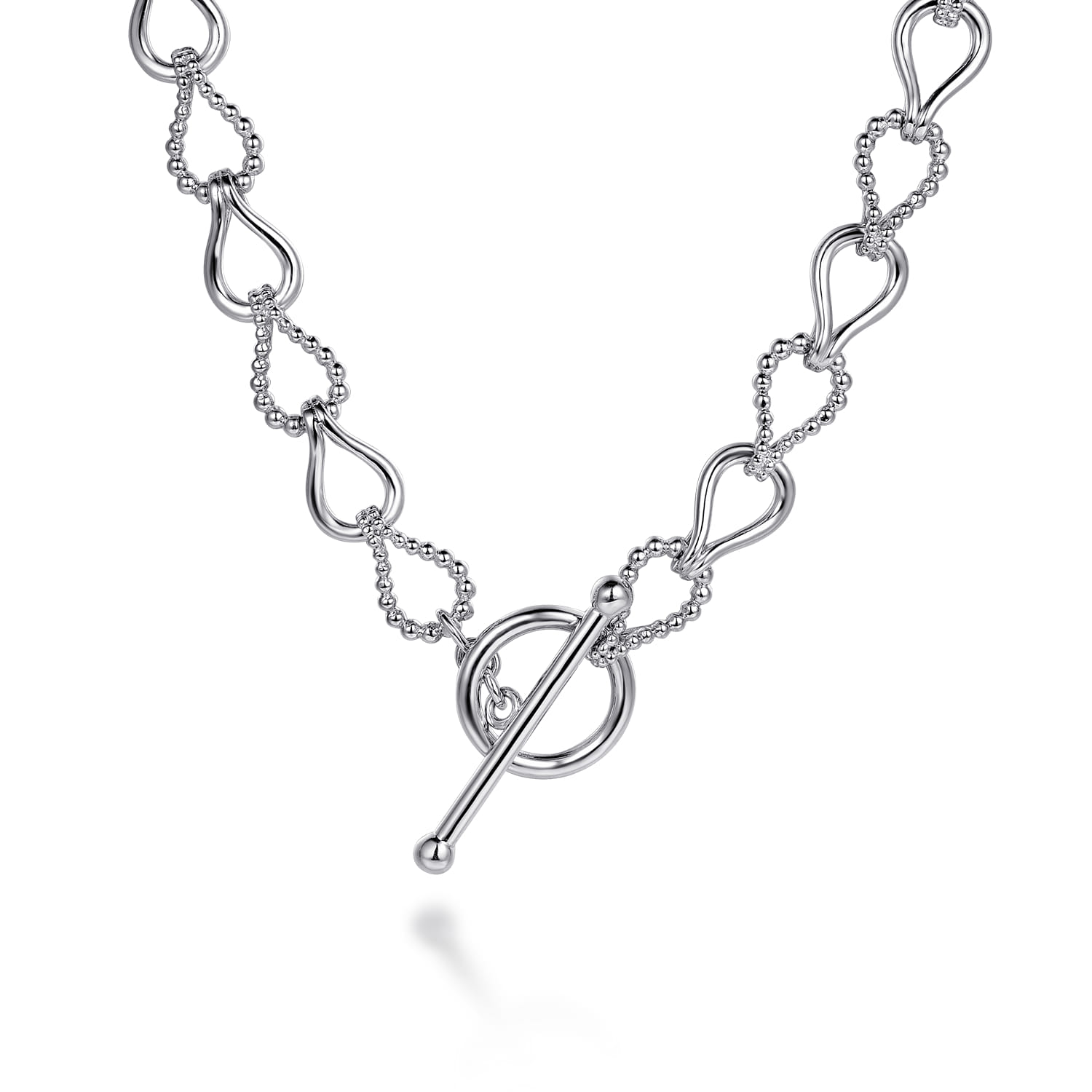 Strides - 925 Sterling Silver Bujukan Beaded Stirrup Link Chain Necklace - Shot 1