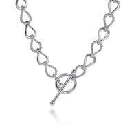 Strides - 925 Sterling Silver Bujukan Beaded Stirrup Link Chain Necklace