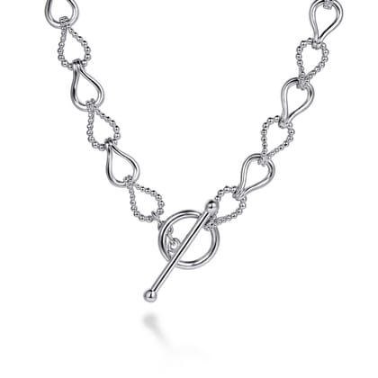 Strides - 925 Sterling Silver Bujukan Beaded Stirrup Link Chain Necklace