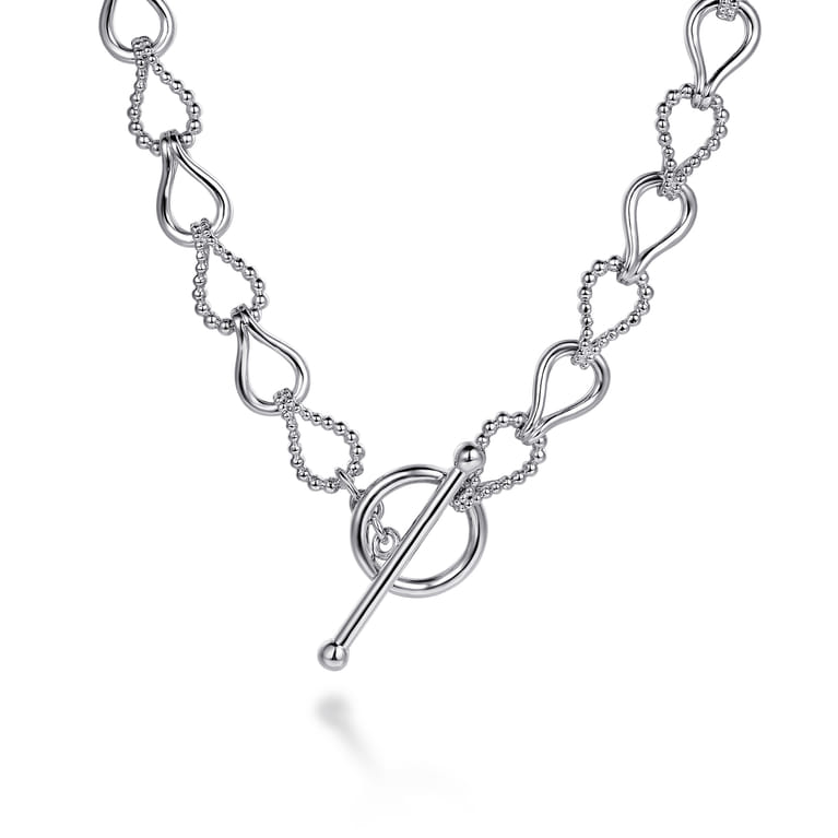 Strides - 925 Sterling Silver Bujukan Beaded Stirrup Link Chain Necklace - Shot 1
