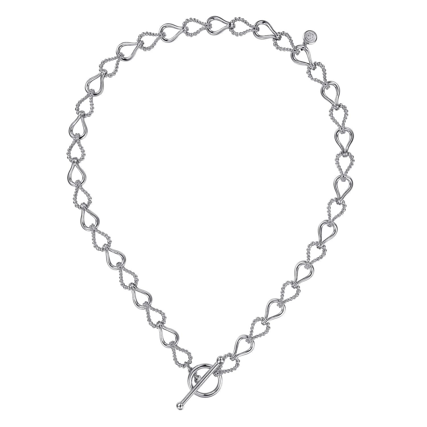 Strides - 925 Sterling Silver Bujukan Beaded Stirrup Link Chain Necklace - Shot 2