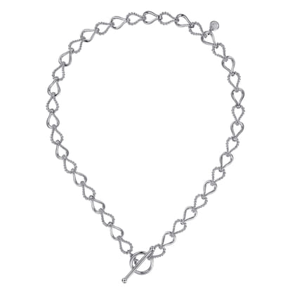 Strides - 925 Sterling Silver Bujukan Beaded Stirrup Link Chain Necklace