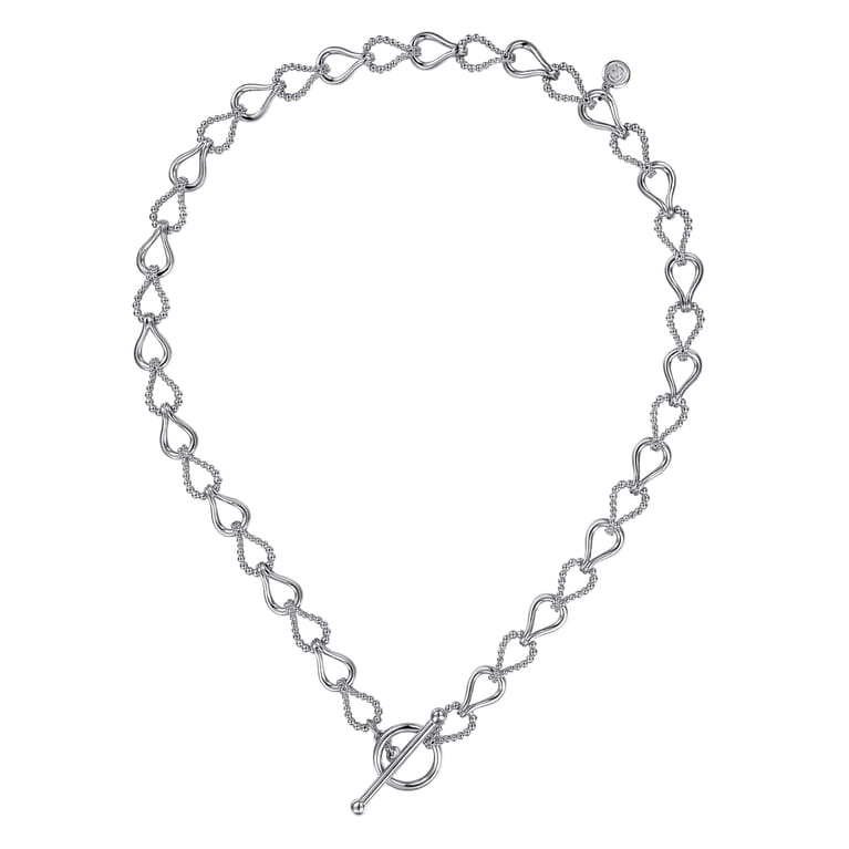 Strides - 925 Sterling Silver Bujukan Beaded Stirrup Link Chain Necklace - Shot 2