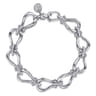 Strides - 925 Sterling Silver Bujukan Beaded Stirrup White Sapphire Link Chain Bracelet