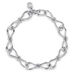 Strides - 925 Sterling Silver Bujukan Stirrup Link Chain Bracelet