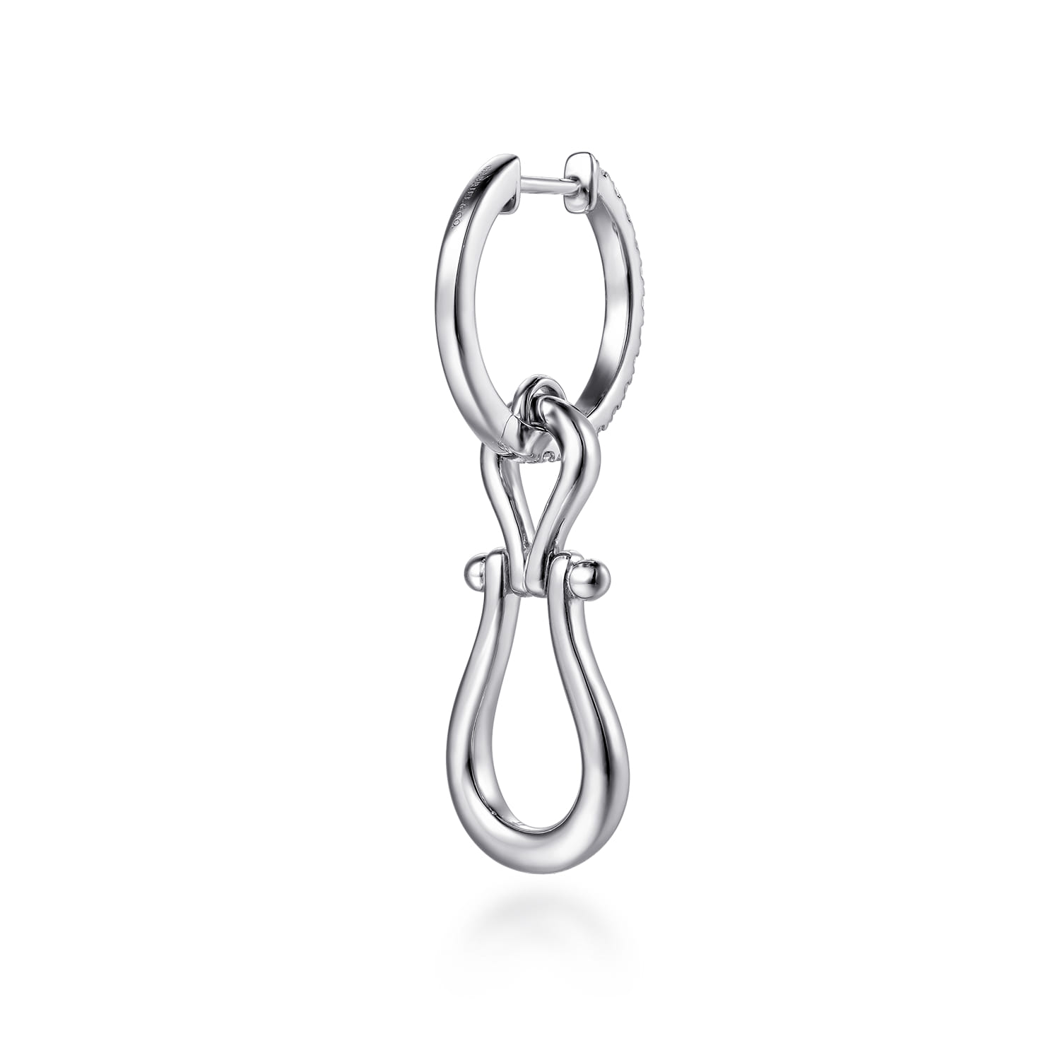 Strides - 925 Sterling Silver Bujukan Stirrup White Sapphire Huggie Drop Earrings - Shot 2