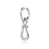 Strides - 925 Sterling Silver Bujukan Stirrup White Sapphire Huggie Drop Earrings