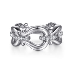 Strides---925-Sterling-Silver-Bujukan-Stirrup-White-Sapphire-Link-Chain-Ring1