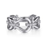 Strides - 925 Sterling Silver Bujukan Stirrup White Sapphire Link Chain Ring