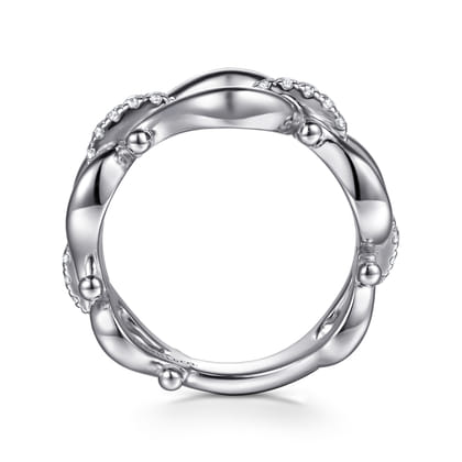 Strides - 925 Sterling Silver Bujukan Stirrup White Sapphire Link Chain Ring