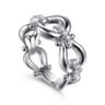 Strides - 925 Sterling Silver Bujukan Stirrup White Sapphire Link Chain Ring