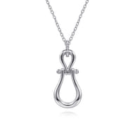 Strides - 925 Sterling Silver Bujukan Stirrup White Sapphire Pendant Necklace