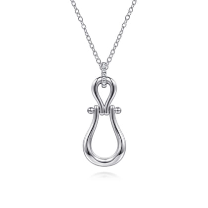 Strides - 925 Sterling Silver Bujukan Stirrup White Sapphire Pendant Necklace