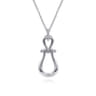 Strides - 925 Sterling Silver Bujukan Stirrup White Sapphire Pendant Necklace