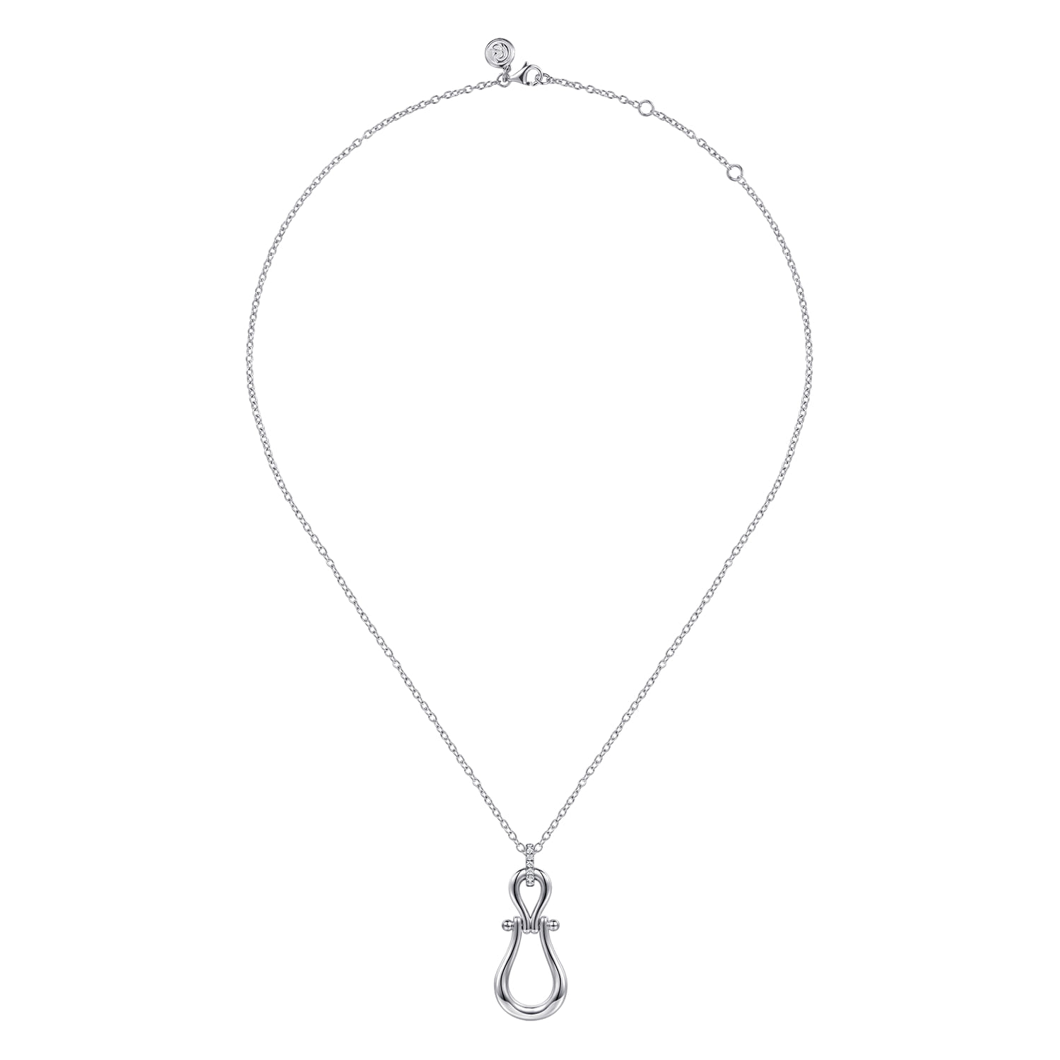 Strides - 925 Sterling Silver Bujukan Stirrup White Sapphire Pendant Necklace - Shot 2