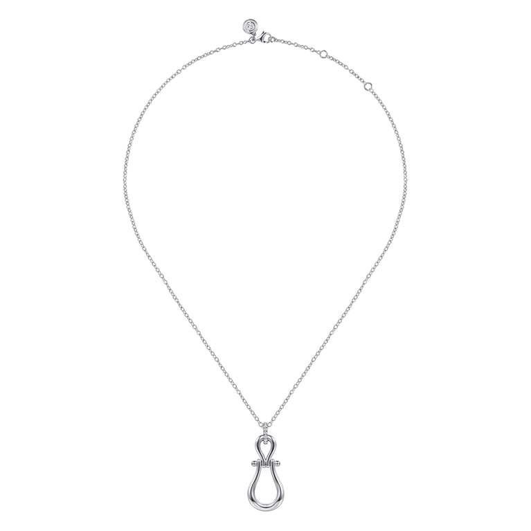 Strides - 925 Sterling Silver Bujukan Stirrup White Sapphire Pendant Necklace - Shot 2