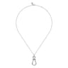 Strides - 925 Sterling Silver Bujukan Stirrup White Sapphire Pendant Necklace