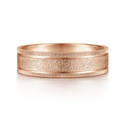 Stuart - 14K Rose Gold 6mm - Men's Wedding Band in Sandblast Finish