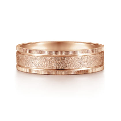 Stuart - 14K Rose Gold 6mm - Men's Wedding Band in Sandblast Finish