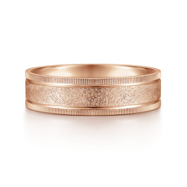 Stuart - 14K Rose Gold 6mm - Men's Wedding Band in Sandblast Finish - Shot 1