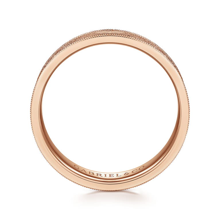 Stuart - 14K Rose Gold 6mm - Men's Wedding Band in Sandblast Finish - Shot 2