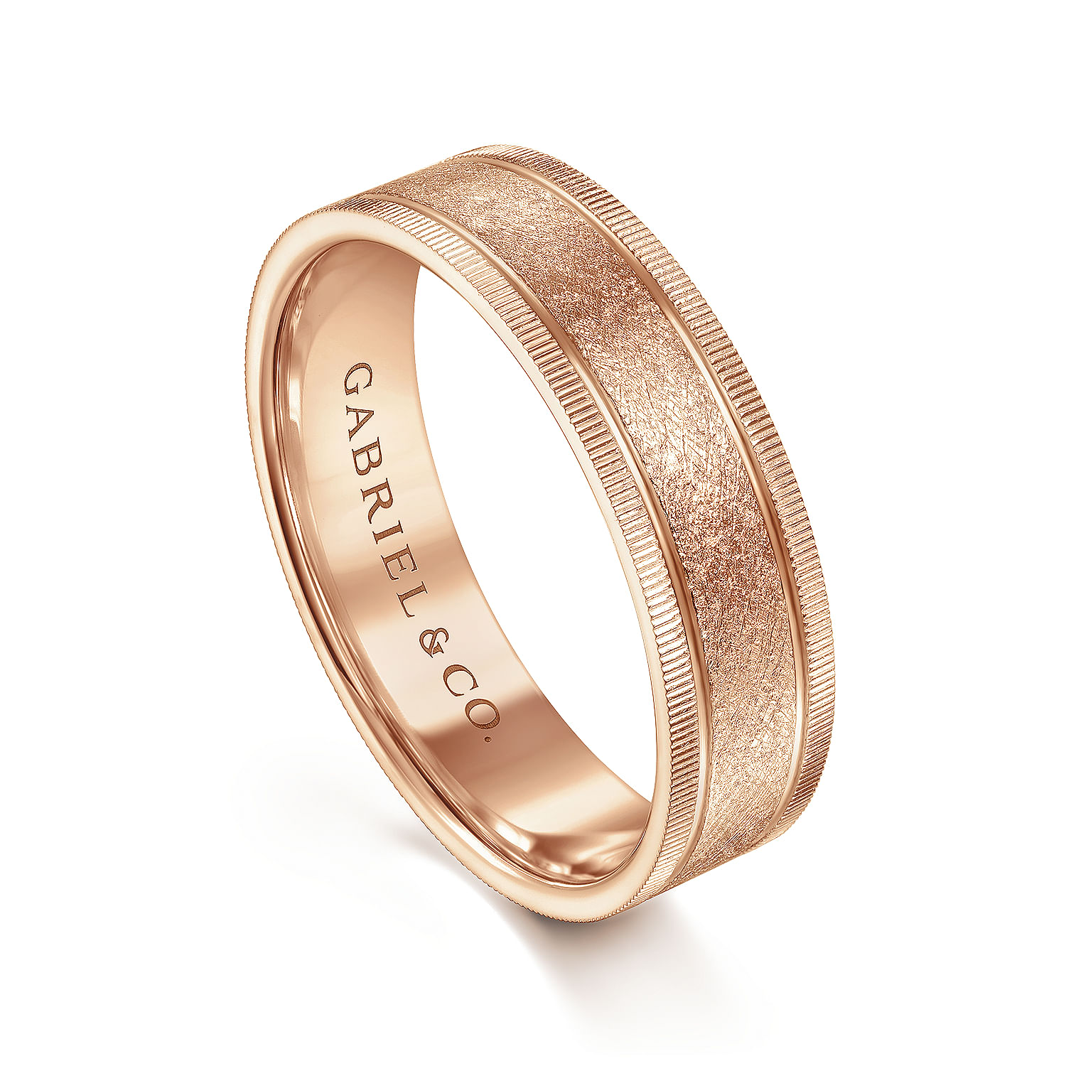 Stuart - 14K Rose Gold 6mm - Men's Wedding Band in Sandblast Finish
