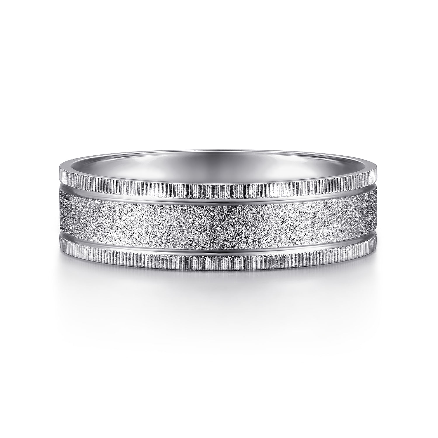 Stuart - 14K White Gold 6mm - Men's Wedding Band in Sandblast Finish