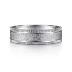 Stuart - 14K White Gold 6mm - Men's Wedding Band in Sandblast Finish