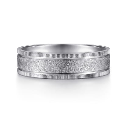 Stuart - 14K White Gold 6mm - Men's Wedding Band in Sandblast Finish