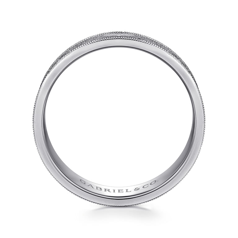 Stuart - 14K White Gold 6mm - Men's Wedding Band in Sandblast Finish - Shot 2