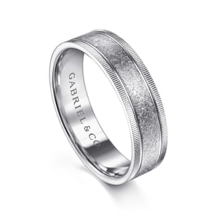 Stuart - 14K White Gold 6mm - Men's Wedding Band in Sandblast Finish