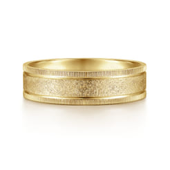 Stuart - 14K Yellow Gold 6mm - Men's Wedding Band in Sandblast Finish