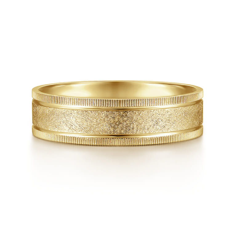 Stuart - 14K Yellow Gold 6mm - Men's Wedding Band in Sandblast Finish - Shot 1