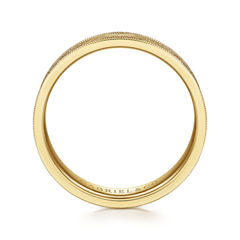 Stuart - 14K Yellow Gold 6mm - Men's Wedding Band in Sandblast Finish - Shot 2
