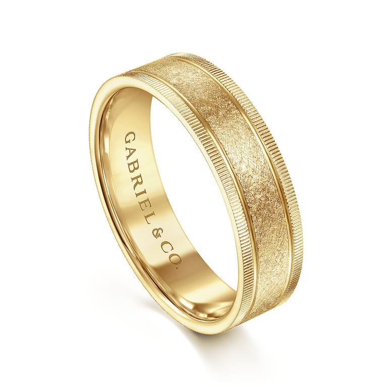 Stuart - 14K Yellow Gold 6mm - Men's Wedding Band in Sandblast Finish - Shot 3