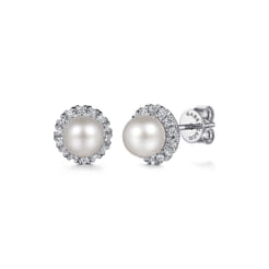 Stud-Earrings-14K-White-Gold-Diamond-and-Pearl-0.14ct1