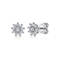 Stud Earrings 14K White Gold White Sapphire