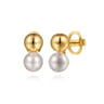 Stud Earrings 14K Yellow Gold Bujukan Pearl Studs