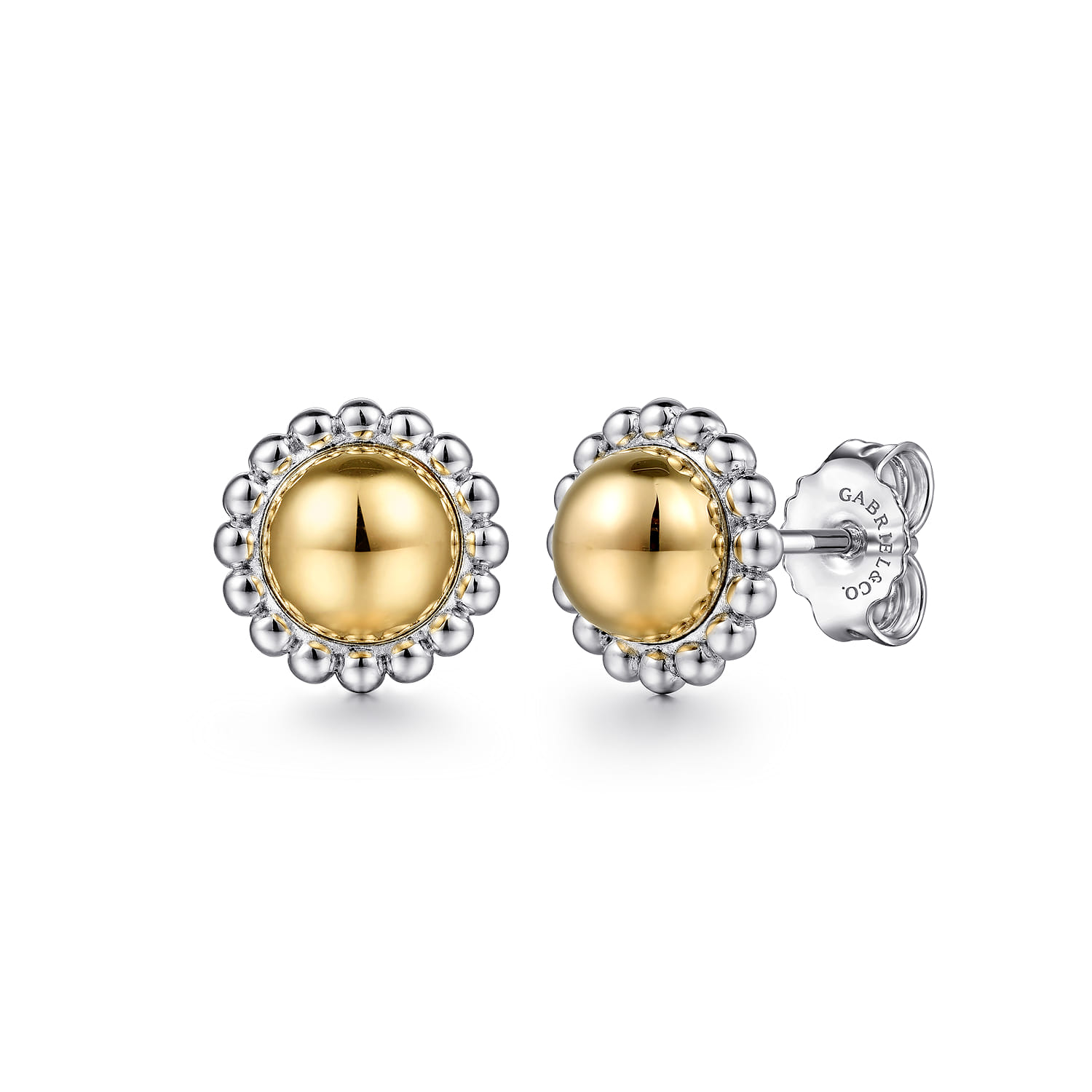 Stud Earrings 14K Yellow Gold and 925 Sterling Silver - Shot 1